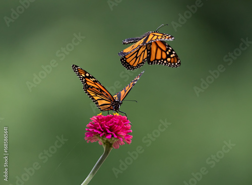 two monarch butterfly on purple flower