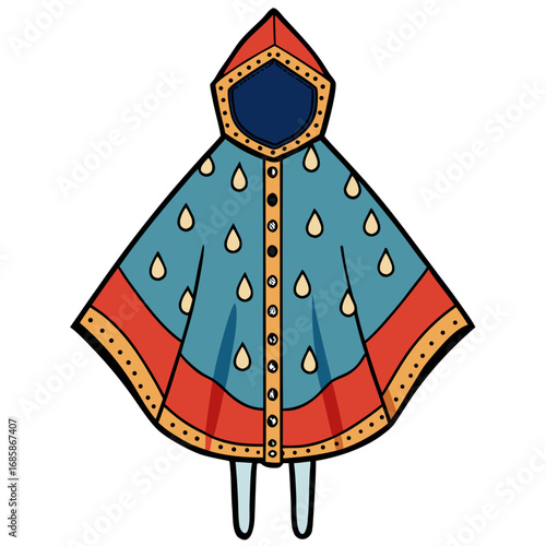 Rain Poncho Vector Illustration | Waterproof Coat Flat Design	