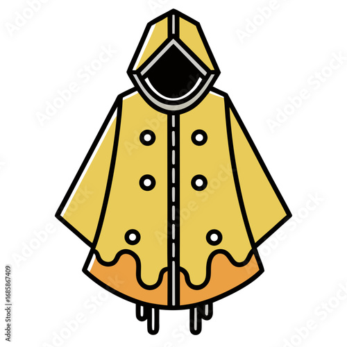 Rain Poncho Vector Illustration | Waterproof Coat Flat Design	