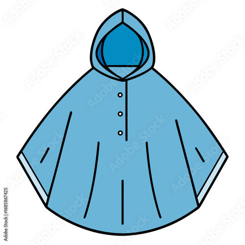 Rain Poncho Vector Illustration | Waterproof Coat Flat Design	