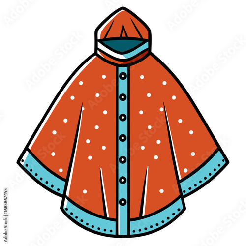 Rain Poncho Vector Illustration | Waterproof Coat Flat Design	