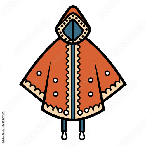 Rain Poncho Vector Illustration | Waterproof Coat Flat Design	