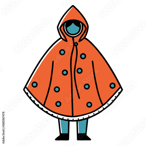 Rain Poncho Vector Illustration | Waterproof Coat Flat Design	