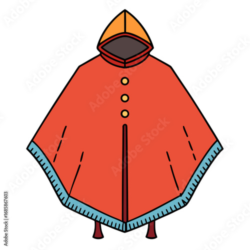 Rain Poncho Vector Illustration | Waterproof Coat Flat Design	
