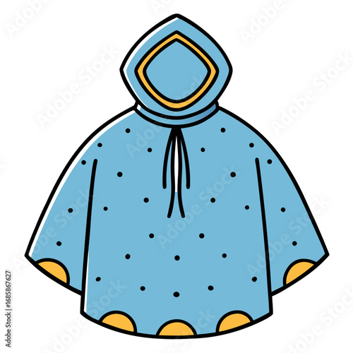 Rain Poncho Vector Illustration | Waterproof Coat Flat Design	