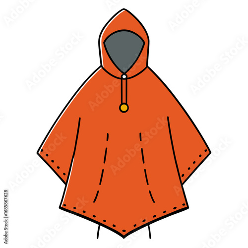 Rain Poncho Vector Illustration | Waterproof Coat Flat Design	