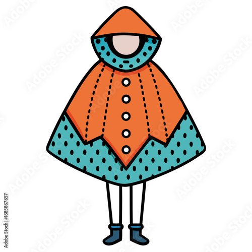 Rain Poncho Vector Illustration | Waterproof Coat Flat Design	