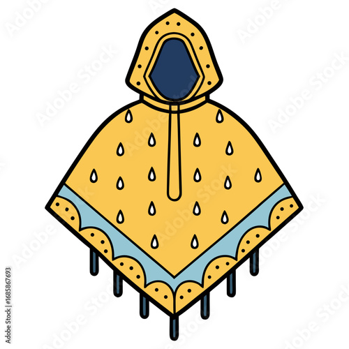 Rain Poncho Vector Illustration | Waterproof Coat Flat Design	
