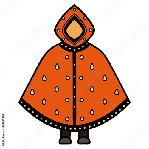 Rain Poncho Vector Illustration | Waterproof Coat Flat Design	