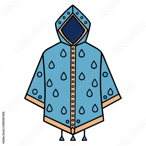 Rain Poncho Vector Illustration | Waterproof Coat Flat Design	