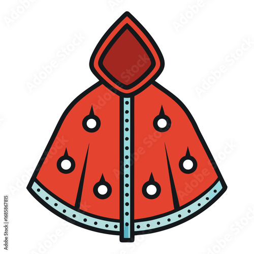 Rain Poncho Vector Illustration | Waterproof Coat Flat Design	