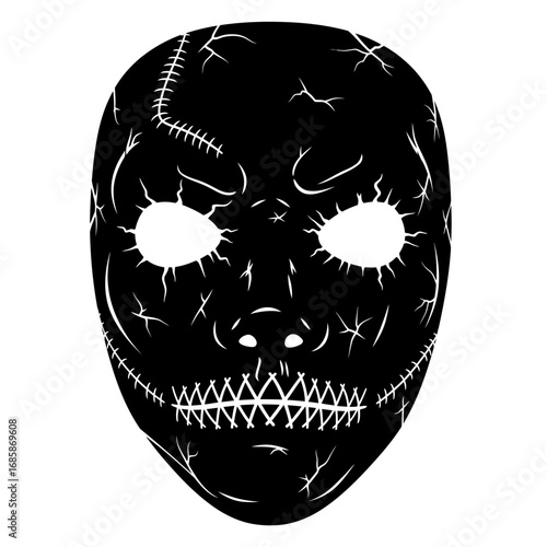Vector art of scary stitched mask a terrifying and unsettling image of a stitchedup face mask