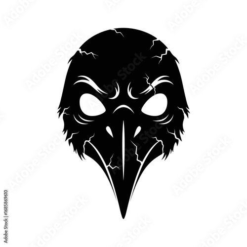 Vector art of creepy raven mask a spooky and unsettling image of a birdlike mask with piercing eyes