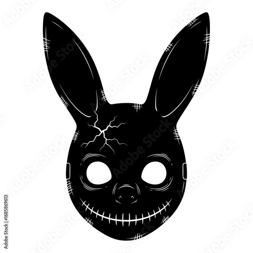 Vector art of creepy bunny mask a spooky and unsettling image of a rabbitlike mask with sinister smile