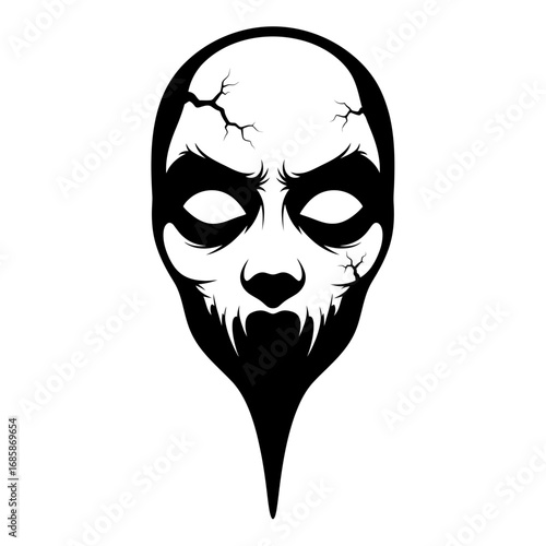 Illustration of a scary mask, a symbol of horror and the unknown