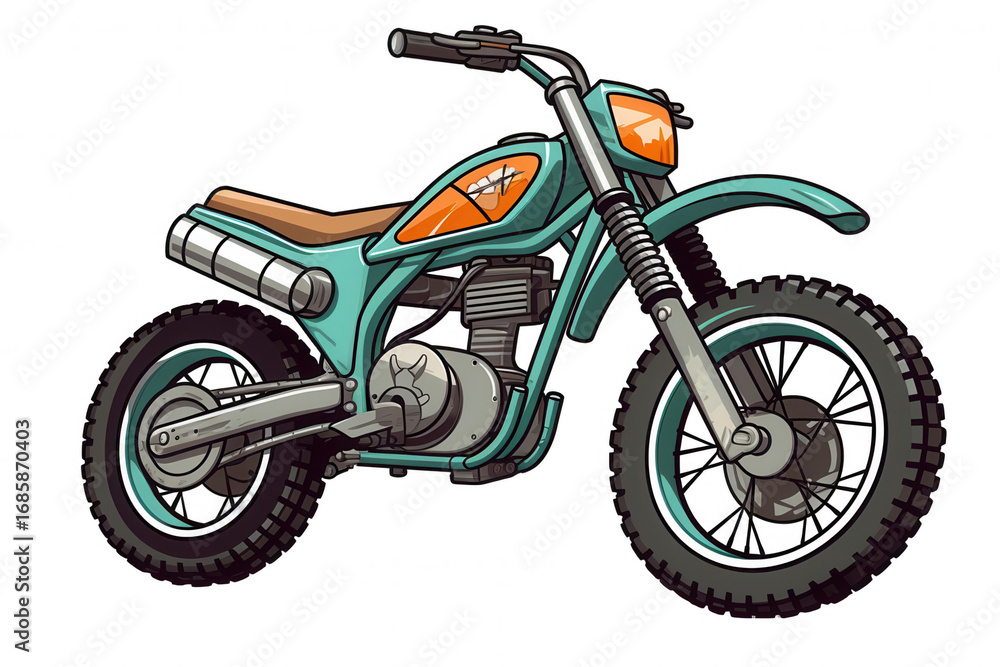 Fototapeta premium Classic Cartoon Motorcycle Illustration – Transparent Background
