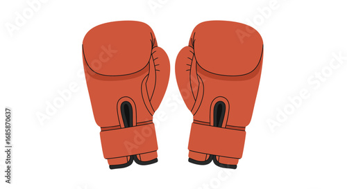 Red boxing gloves: sport equipment in flat design