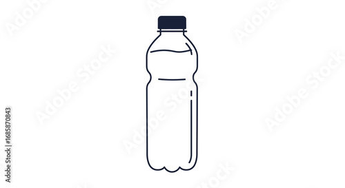 Minimalistic outline of plastic bottle on white background