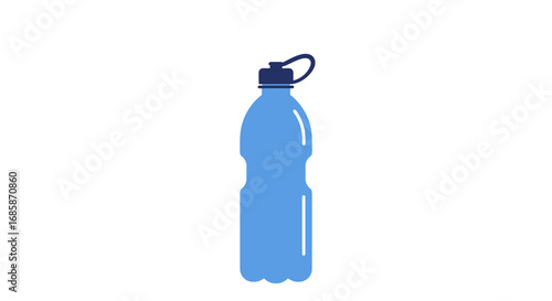 Sleek blue water bottle with flip cap on white background
