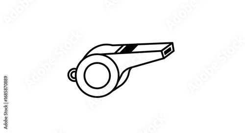 Minimalist linear whistle design on white background