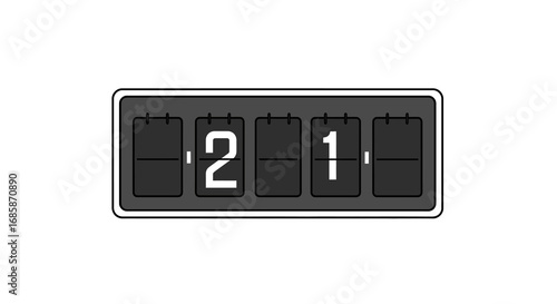 Retro flip clock display showing year change from 2020 to 2021