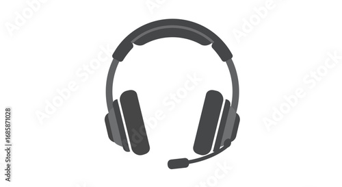 Minimalist headset design with microphone on white background