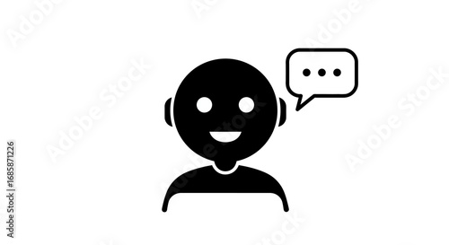 Chatbot icon: smiling chat agent silhouette with speech bubble