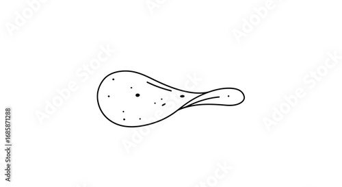 Minimalist outline of a chicken drumstick on white background