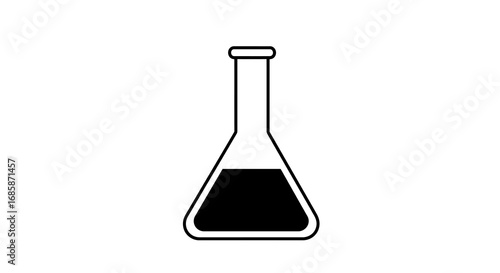 Simple outline of laboratory flask filled with liquid