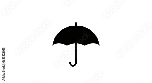 Classic black umbrella silhouette on white background