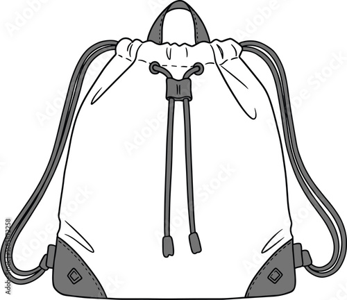Drawstring backpack bag, casual sport sack, travel gym pack, lightweight shoulder bag, modern fashion accessory, outdoor hiking carry