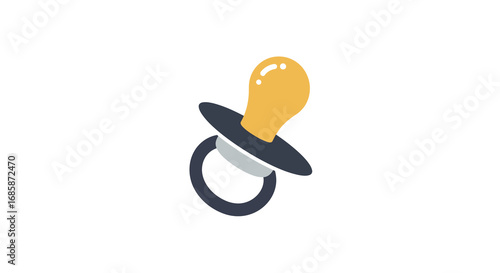 Simple flat design baby pacifier icon: minimalist style for parenting themes