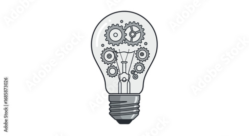 Light bulb with gears illustrating innovation and mechanical concept
