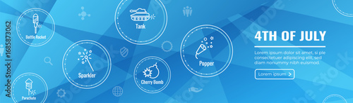 Fireworks and Independence Day Icon Set Web Header Banner