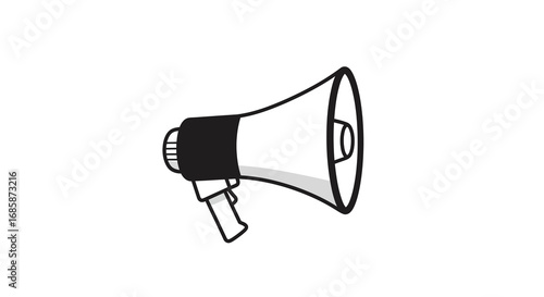 Minimalist megaphone icon in flat style for communication and announcement themes