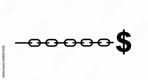 Blockchain and finance concept with chain and dollar symbol