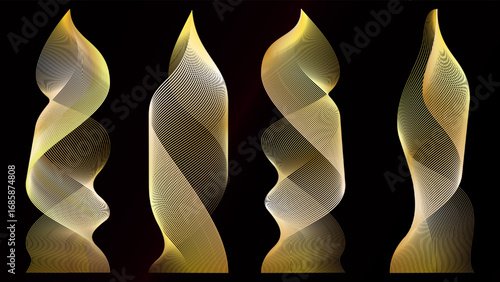 Vertical smoke trails. Fire flames or fluid aroma vapor steam with rainbow cigarette swirl. Vector transparent lines of heat stream, hot abstract liquid color flow
