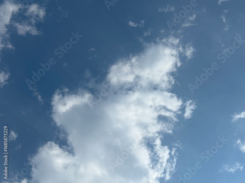 Fluffy clouds in blue sky