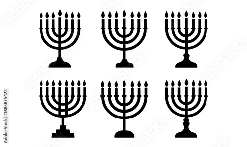 Silhouette candle holders collection: menorah designs for hanukkah celebrations