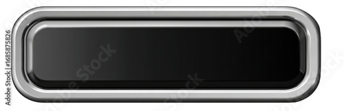 Rectangular button with a metallic, gray-silver, border