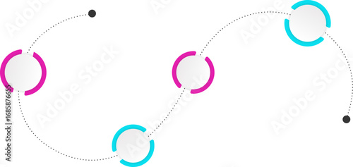 Series of smoothly curved gradient lines connecting multiple nodes in a dispersed network layout.
