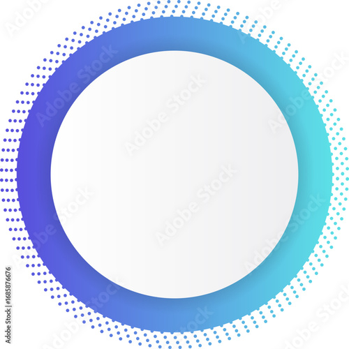 Circular frame formed by multiple evenly spaced gradient dots creating a ring outline.