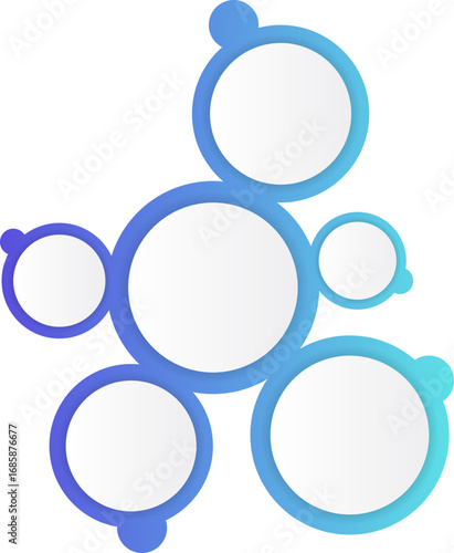 Extended configuration of connected gradient circles forming a branching cluster layout.