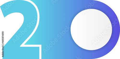 Circular tag with a full gradient fill containing a bold number two.