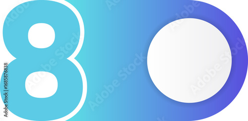 Solid gradient-filled circular tag containing the number eight in a bold design.