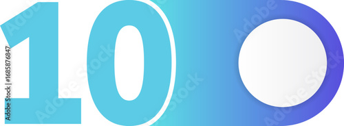 Gradient-filled circular tag with the number ten in clear bold text.