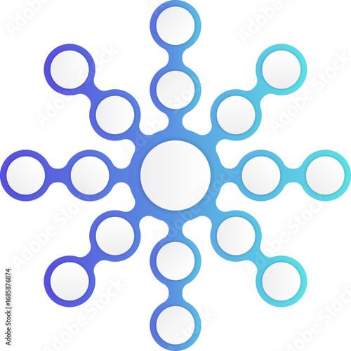 Circular cluster of gradient nodes radiating evenly outward from a central point.