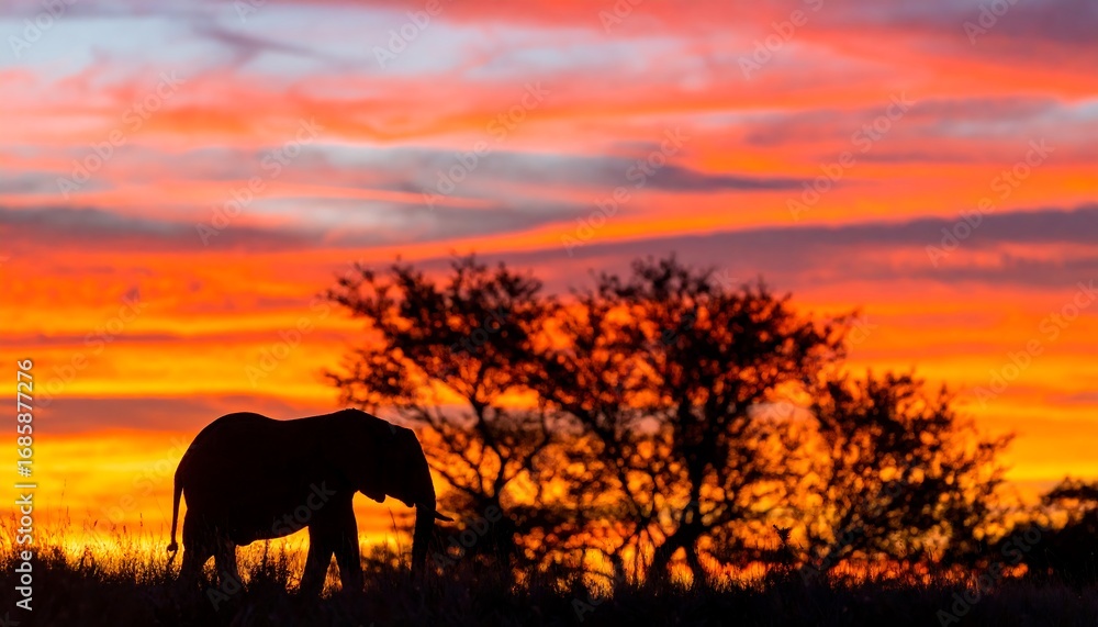 Fototapeta premium Silhouette of an elephant at sunset