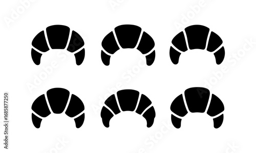 Set of croissant silhouettes with different shapes