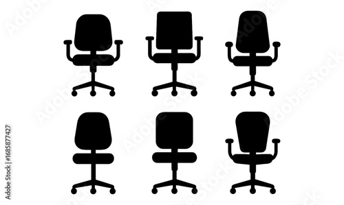 Silhouette collection of office chairs with armrests in various poses